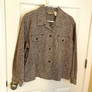 Liz Claiborne Leopard Print Cotton Jean Style Jacket, Great Preloved Condition